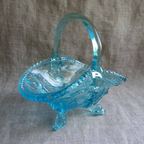 Panier verre bleu moulé - verre,