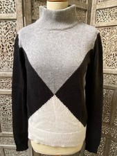 Pull maille S imprimé géométrique noir blanc gris BIZZBEE knitwear
