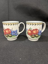 Set Of 2 Villeroy & Boch French Garden Florence Grand Jumbo Mugs 14oz 4” Tall