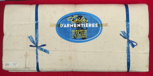 Paire draps anciens toile - de,