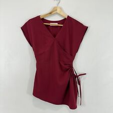 Tu by CaTu Top Women S Side Gathered Drawcord Crossover V Neck Elastic Waist