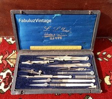 OLD COMPASS KIT BOX ANTIQUE BONE BRASS BOX 