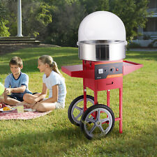 VEVOR Machine à Barbe à Papa Commerciale avec Chariot 1000 W Couverture Rouge