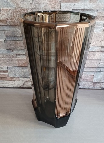 Vase verre fumé doré - fumé, et