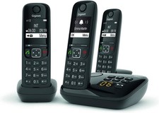 Gigaset AS690A Trio - Téléphone fixe sans fil avec répondeur - 3 combinés - Noir