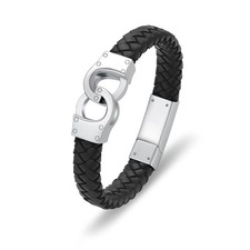 Bracelet urne en cuir tressé avec menottes pour cendres de vos proches - Bijo...