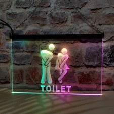 Panneau lumineux néon LED drôle d'entrée de toilette avec effet fluide coloré