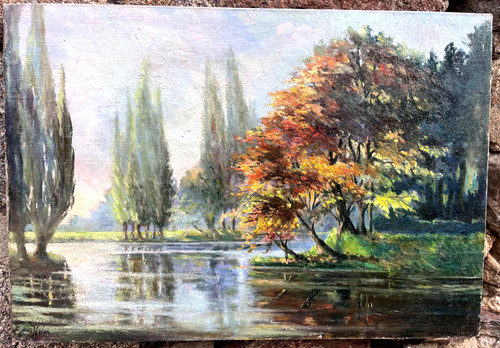 Tableau ancien hst jeanne - tableau,