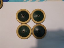 MECCANO SET OF 4 ANTIQUE GREEN METALLIC WHEELS