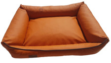 Lit pour Chien Panier Coussin Canapé Couchette Similicuir Gr. L Orange
