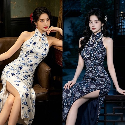 Robe midi cheongsam qipao - midi, sans