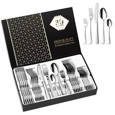 Couverts de Table Set de Couverts en Acier Inoxydable Ménagères de 30 Pièces ...