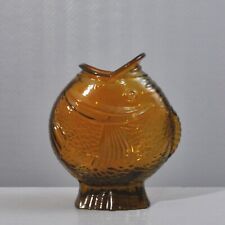 Vase vintage carpe double face épais verre moulé style Baccarat XXème