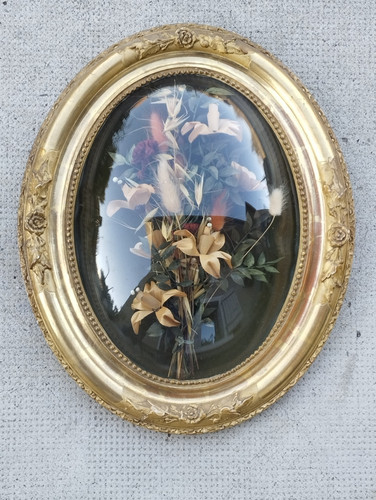 Ancien cadre médaillon bois - ancien,