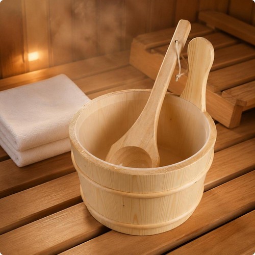 Seau sauna bois grande - seau, en