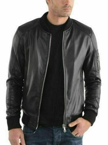 Blouson cuir bomber noir - cuir,