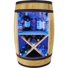 Bar en bois avec étagère à vin X et éclairage LED RGB Bar rustique pour le salon