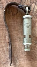J HUDSON WW1 1916 TRENCH WHISTLE ON ORIGINAL LANYARD BRITISH ARMY WWI SOMME