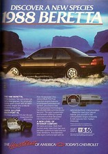 1987 Chevrolet Chevy Beretta Black Car Automobile Vintage Print Ad 1980s