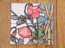 4 CARREAU TERRE CUITE-FLEUR