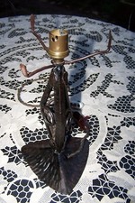 Antique Art Deco Wrought Iron Lamp Stand