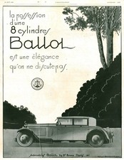 Publicité ancienne automobiles Ballot 1928 issue de magazine