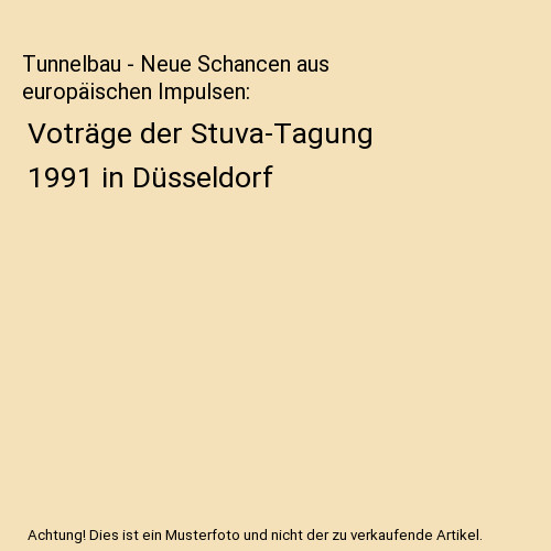 Tunnelbau neue schancen aus - -,