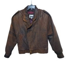 Vintage Pelle Cuir Brown Leather Bomber Aviator Zip Up Jacket Women Size Small S