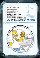 2019 The Simpsons Homer Simpson Proof $1 1oz Silver COIN NGC PF 70 ER 
