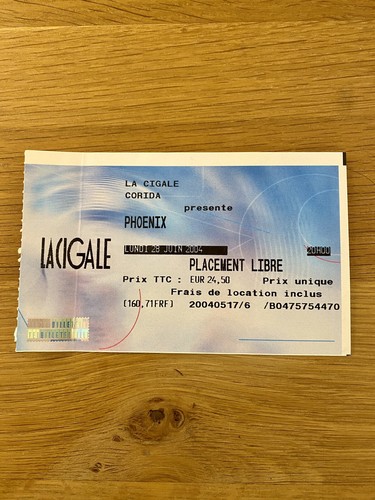 Phœnix ticket billet concert - ticket,