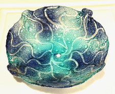 GRAND BOBÈCHE, VERRE DE MURANO, COULEUR VERT/BLEU mm, Ø 245 mm, TROU 10 mm