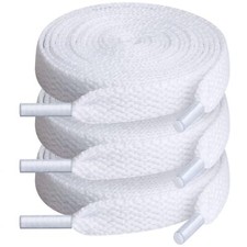 3 Paires Lacets Chaussures 140cm Blancs pour Baskets et Converse Haute - Plat...