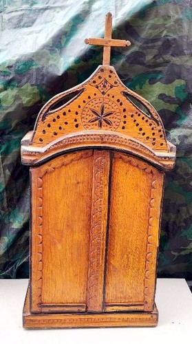 Antique carved wood tabernacle - antique,