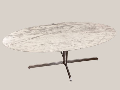 Table ovale marbre - marbre, blanc