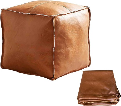 Faux leather unstuffed - unstuffed, pouf
