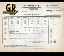 VILLEFRANCHE-de-ROUERGUE (12) FAUTEUILS BANQUETTES "SIEGES G.R." Tarifs en 1951