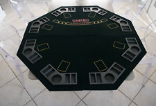 48" Octagon Poker Table Top Folding Card Game Blackjack 8 Player Felt Mat
