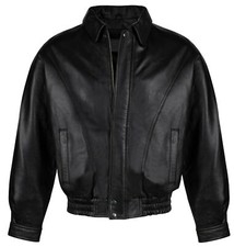 Blouson bomber noir en cuir