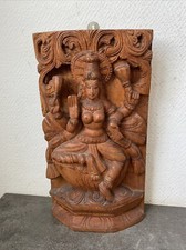 Ancienne Décoration Murale Déesse Indienne Bois Deco 