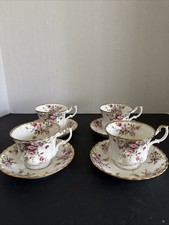 Royal Albert Cottage Garden Tea Cup Saucer Set Of 4 England Vtg Bone China
