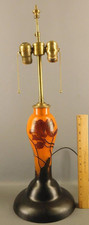 GALLE STYLE ART NOUVEAU CAMEO ART GLASS FLORAL TABLE LAMP