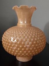 Peach Luster Hobnail Glass Lamp Shade w/ Fluted Ruffle Top