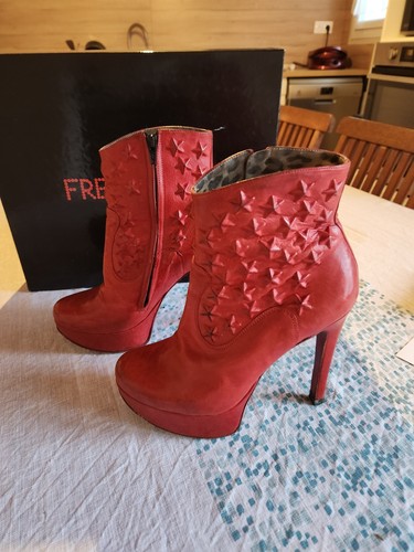 Free lance bottines cuir rouge - free,