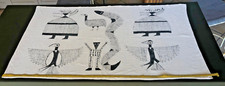 Tenture murale 1960 - style cubisme - noir & écru - modèle unique 140 x 84 cm