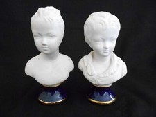 PAIR OF BISCUIT FIGURINE BUST OF LOUISE & ALEXANDRE BRONGNIART D'APRES HOUDON