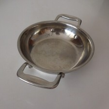 N9421 Vintage Beka Grey Metal Stainless Steel 2 Handle Pocket Vacuum Cup Art Kitchen Table