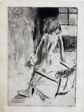 JACQUES VILLON "Minne Appuyée au Fauteuil" 1907 Etching Signed ARTIST PROOF