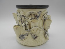 MAGNIFICENT BOX / TOBACCO POT PIPE HOLDER IN LANGAIS EARTHENWARE & TIN