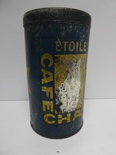ANTIQUE ETOILE CAFE NOIR CHAT COFFEE CANISTER - CAT LITHO PRINT 1 KG TIN
