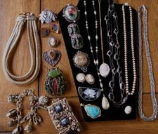 Vtg Victorian Revival Art Nouveau Jewelry Lot~Cameos~ Bracelets~Pearl~sterlng++i
